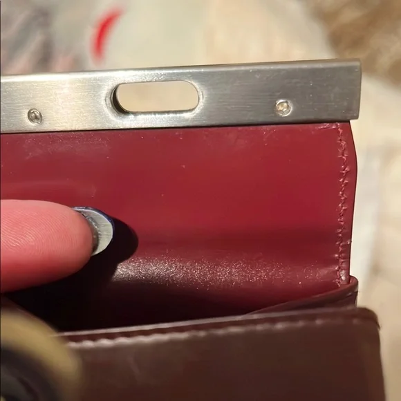 Salvatore Ferragamo Red Leather Coin Purse/ Pouch Silver Hardware Vintage - Picture 14 of 16